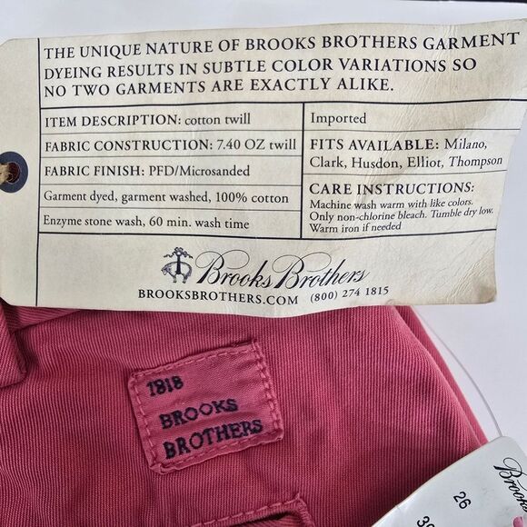 NEW Brooks Brothers Milano Flat Front Slim Fit No Cuff Chino Pants 36x32 - Picture 7 of 8